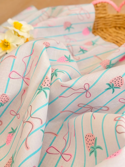 Printed Cotton Strawberry Ribbons