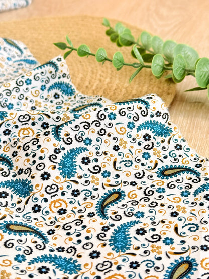 Printed Cotton Azure Paisley
