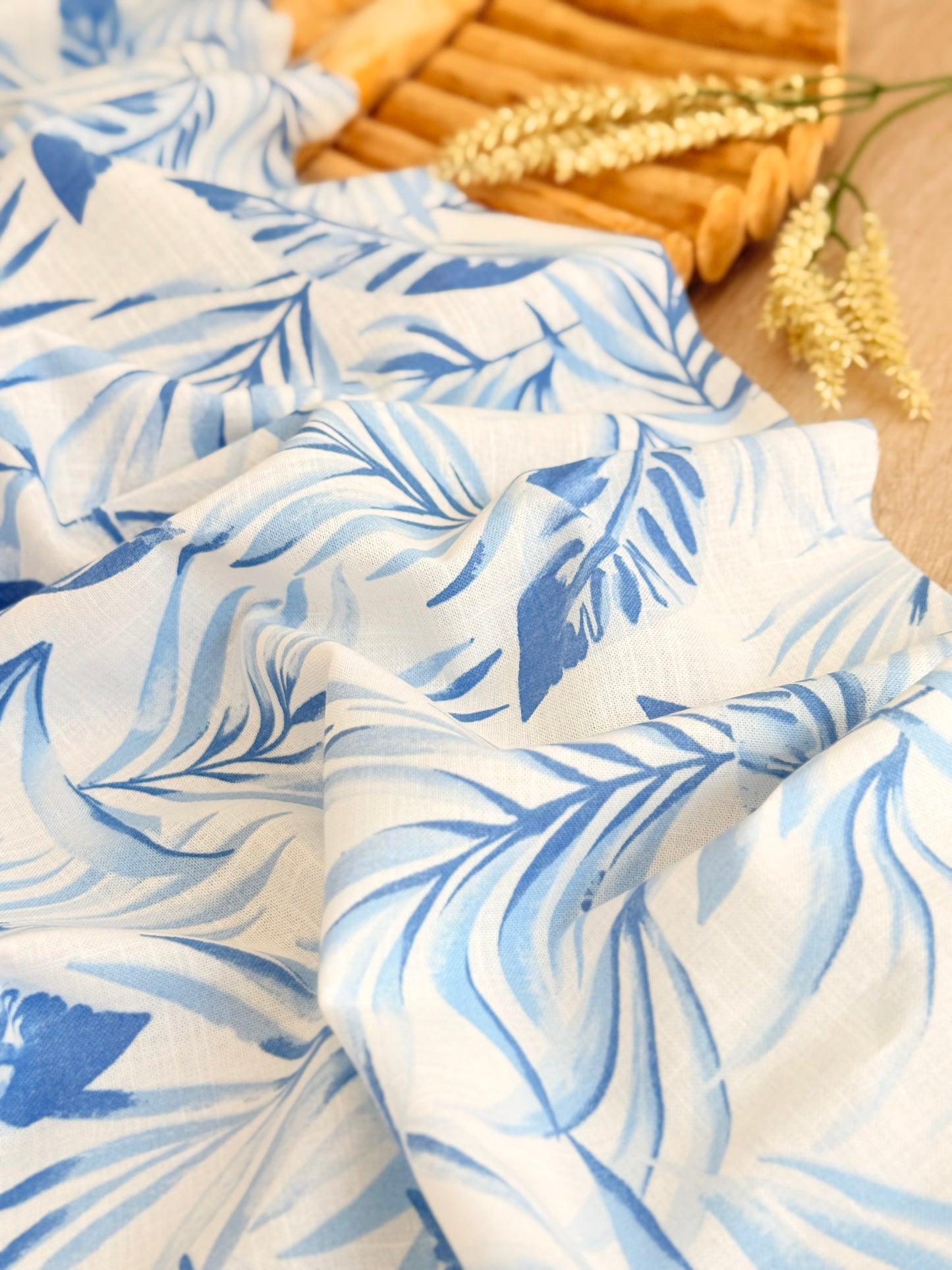 Printed Linen Blue Breeze