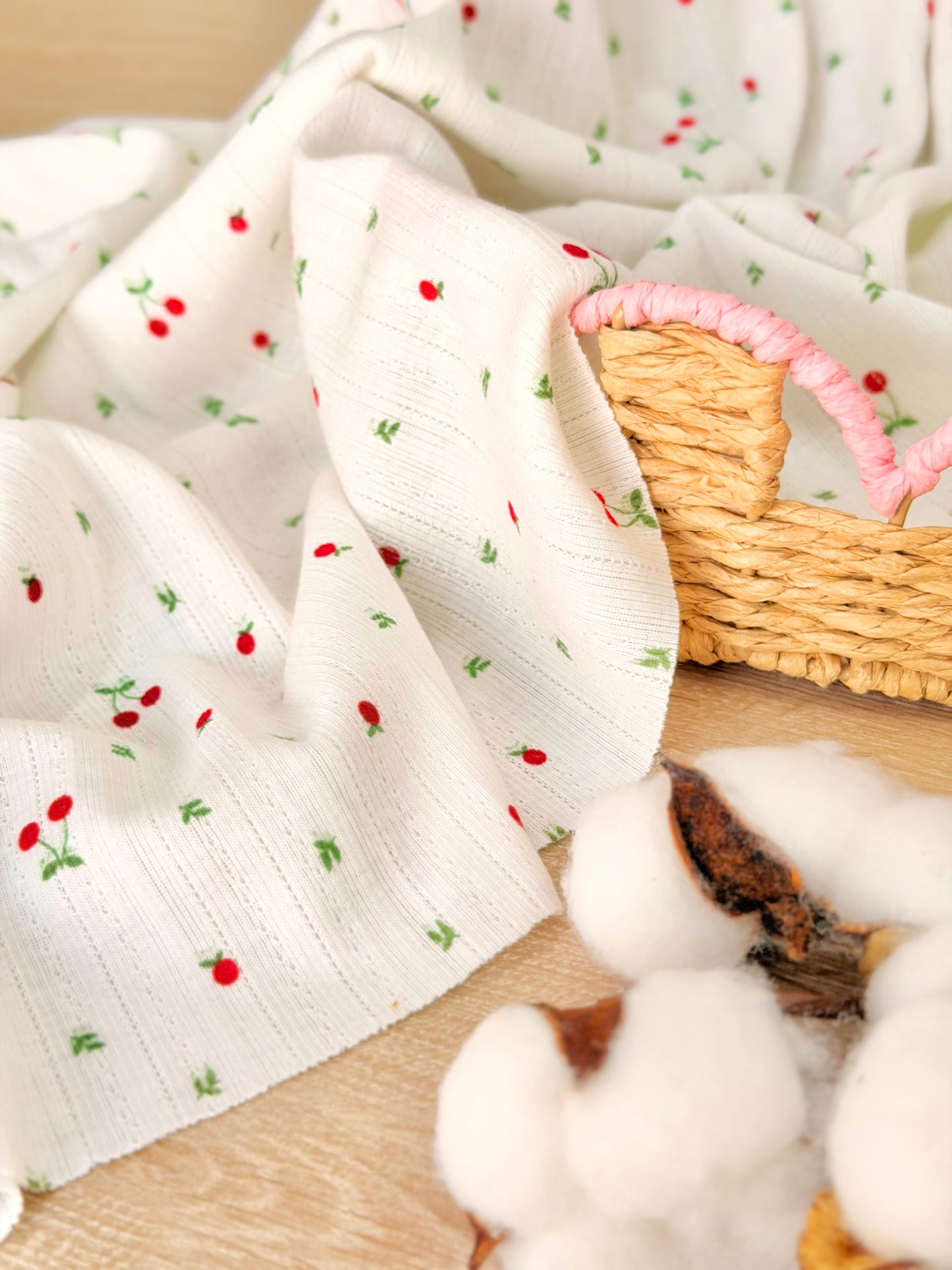 Printed Cotton Jersey Cherry Blossom