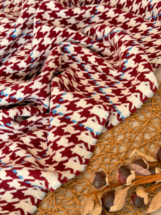 Paño de Lana Crimson Houndstooth