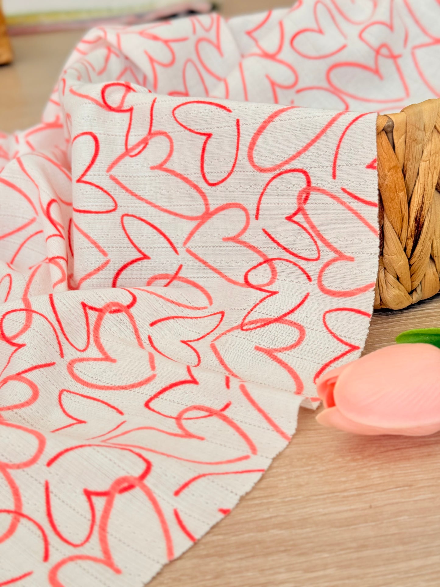 Printed Cotton Jersey Love Sketch