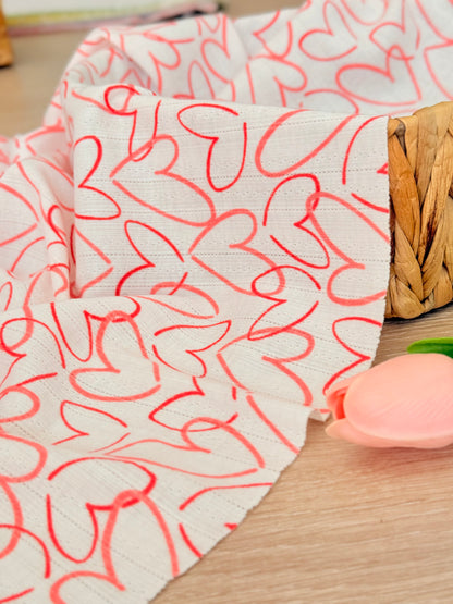 Printed Cotton Jersey Love Sketch