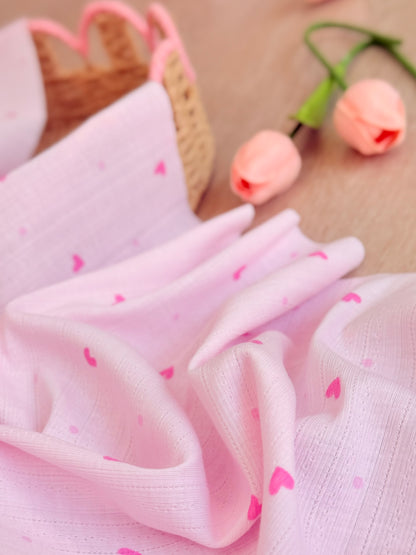 Printed Cotton Jersey Rosy Hearts