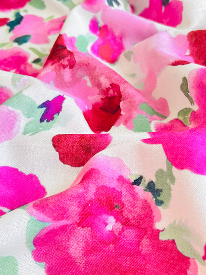 Printed Linen Aquarela Flowers