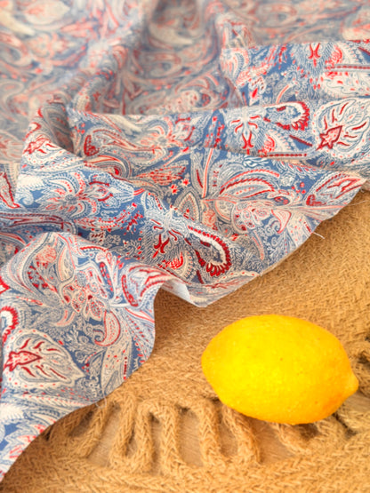 Printed Cotton Blue Paisley