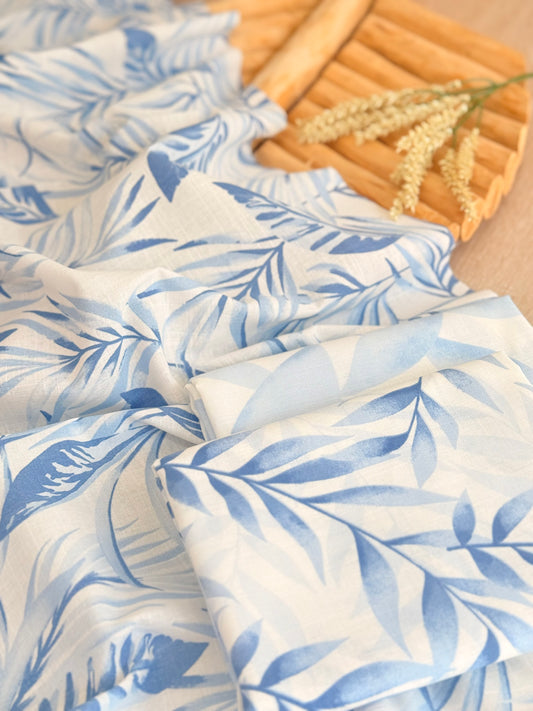 Printed Linen Blue Breeze