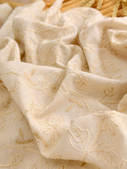Embroidered Linen Ivory Meadow