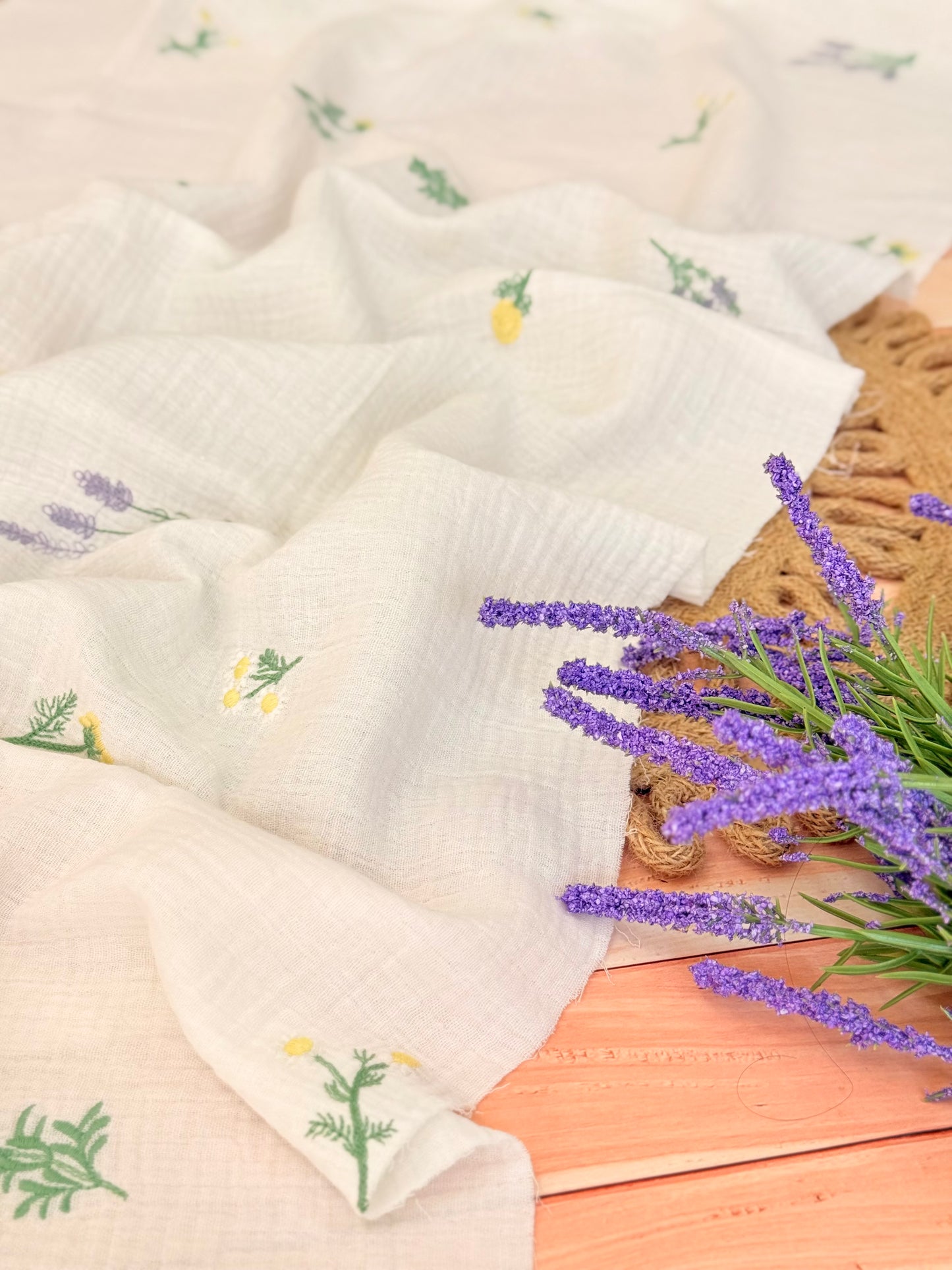 Muselina Bordada Lavender Meadow