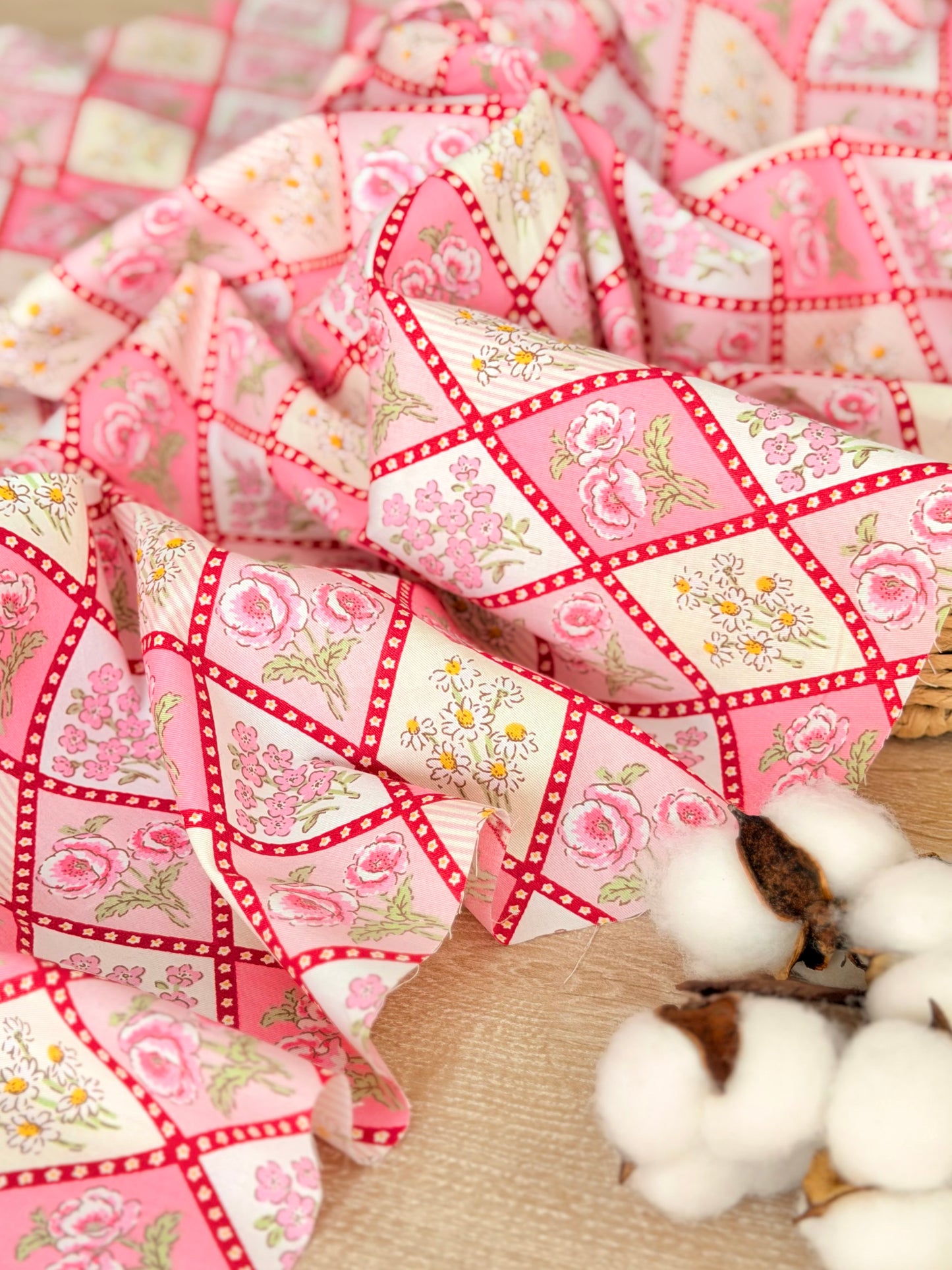 Cotton Twill Rose Patchwork