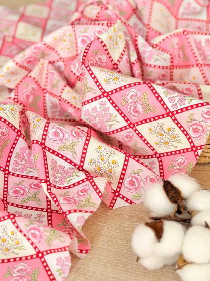 Cotton Twill Rose Patchwork