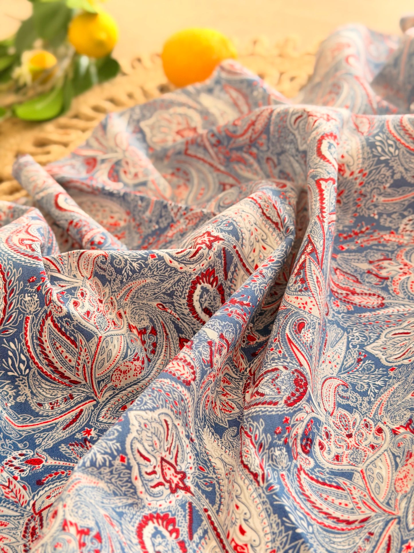 Printed Cotton Blue Paisley