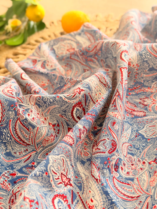 Printed Cotton Blue Paisley