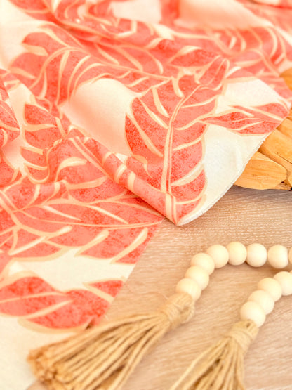 Printed Linen Coral Whisper