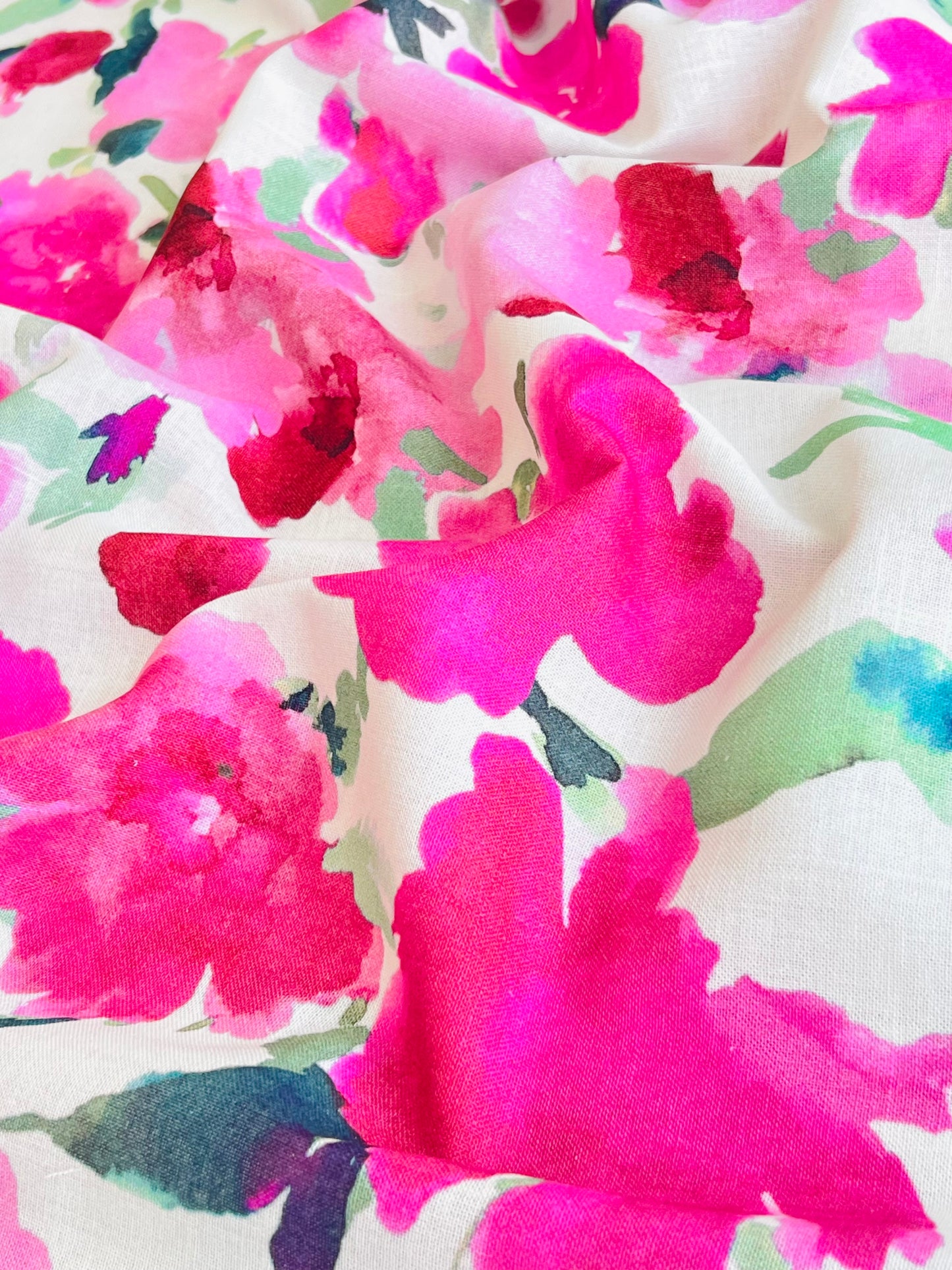 Printed Linen Aquarela Flowers