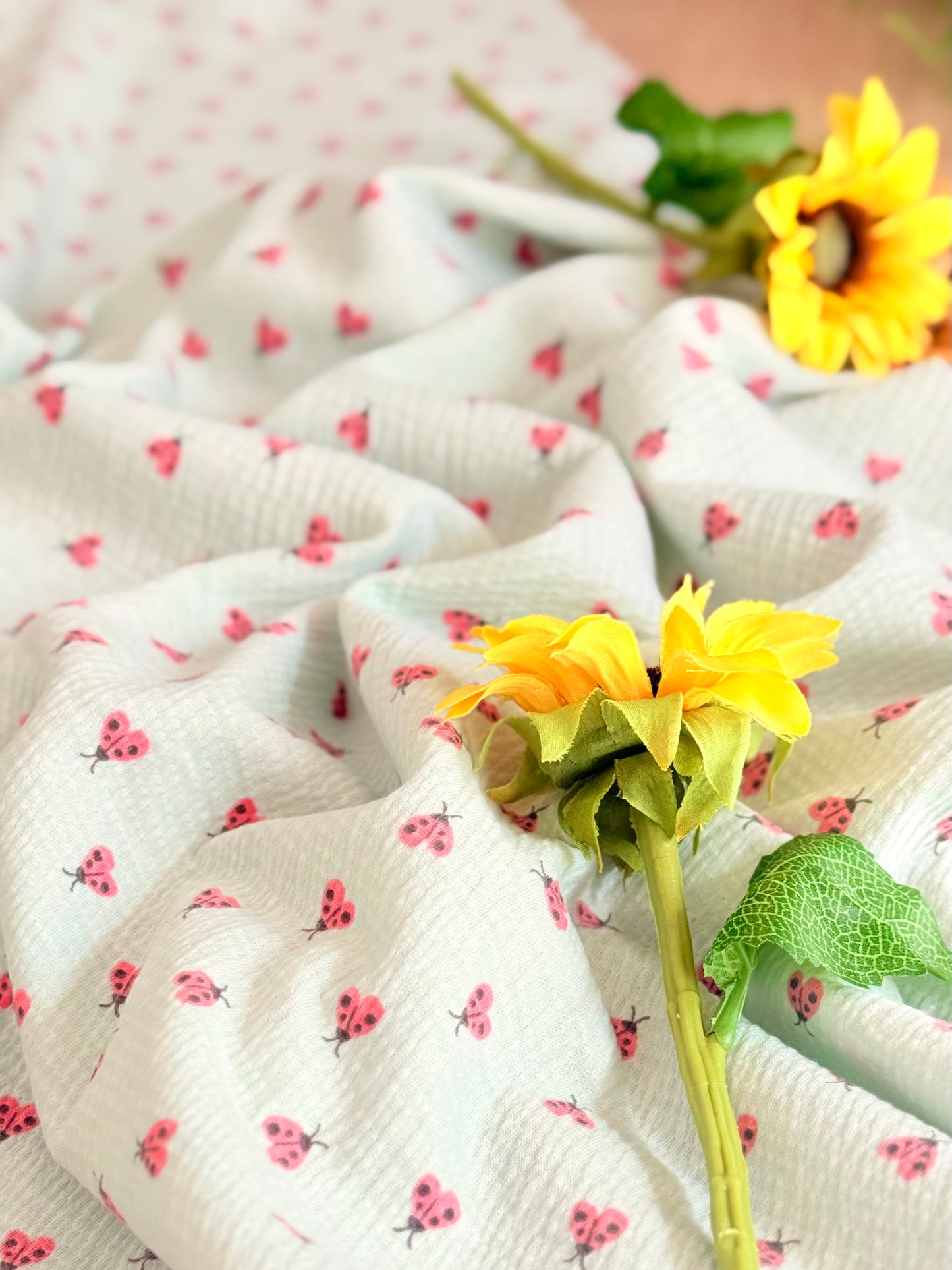 Knitted Seersucker Ladybug Garden