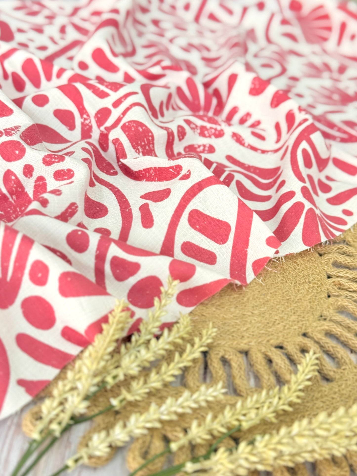 Printed Linen Slub Natural Shapes