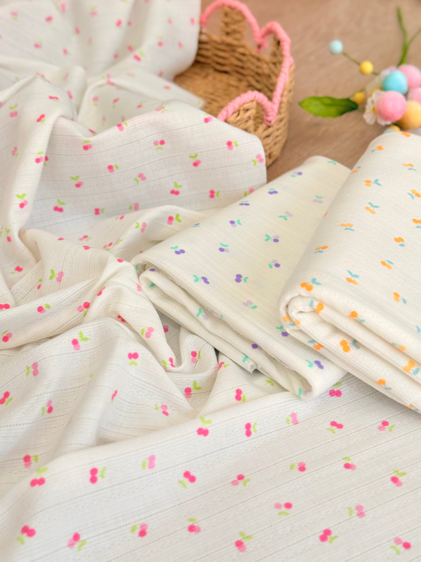 Printed Cotton Jersey Sweet Cherries