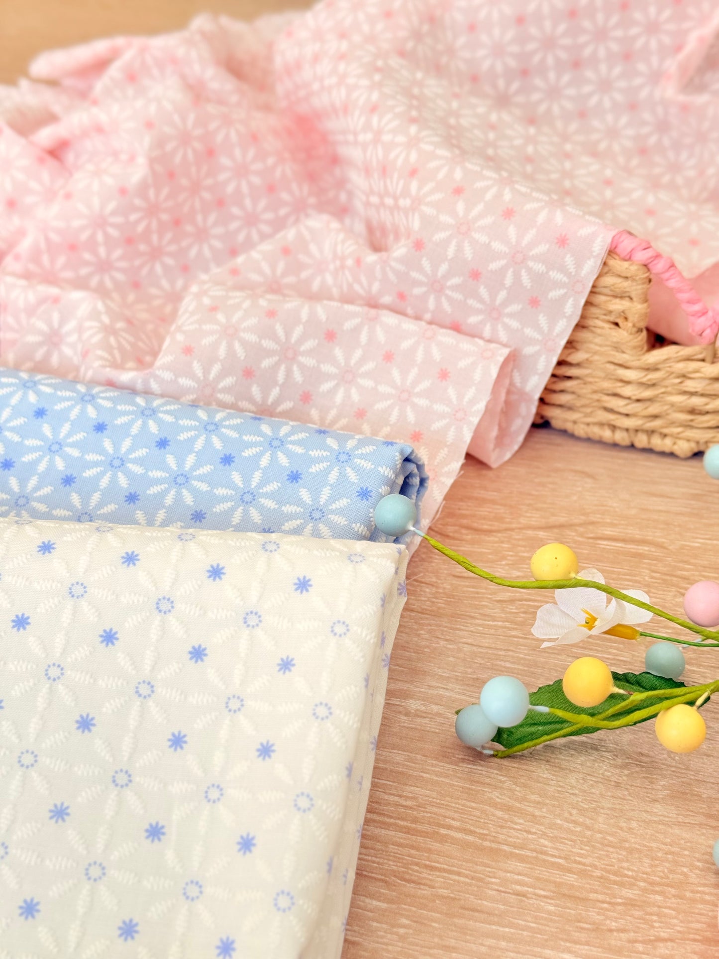 Puff Printed Cotton Blossom Grid