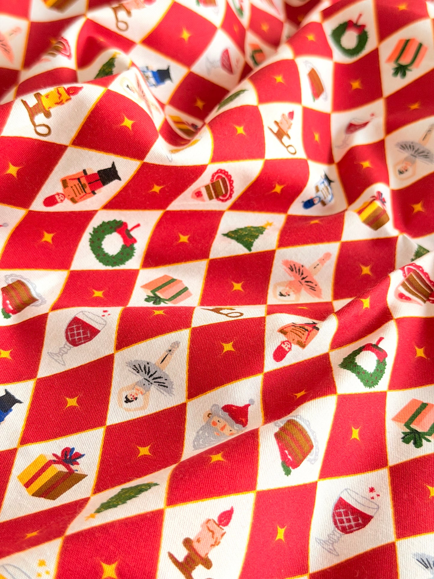 Cotton Twill Christmas Argyle
