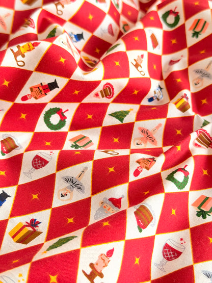Cotton Twill Christmas Argyle