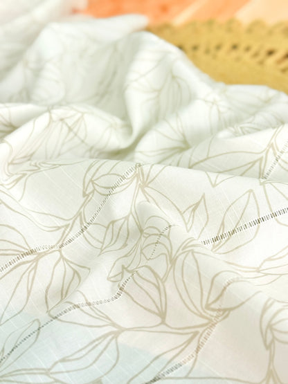 Embroidered Cotton Whisper Leaves