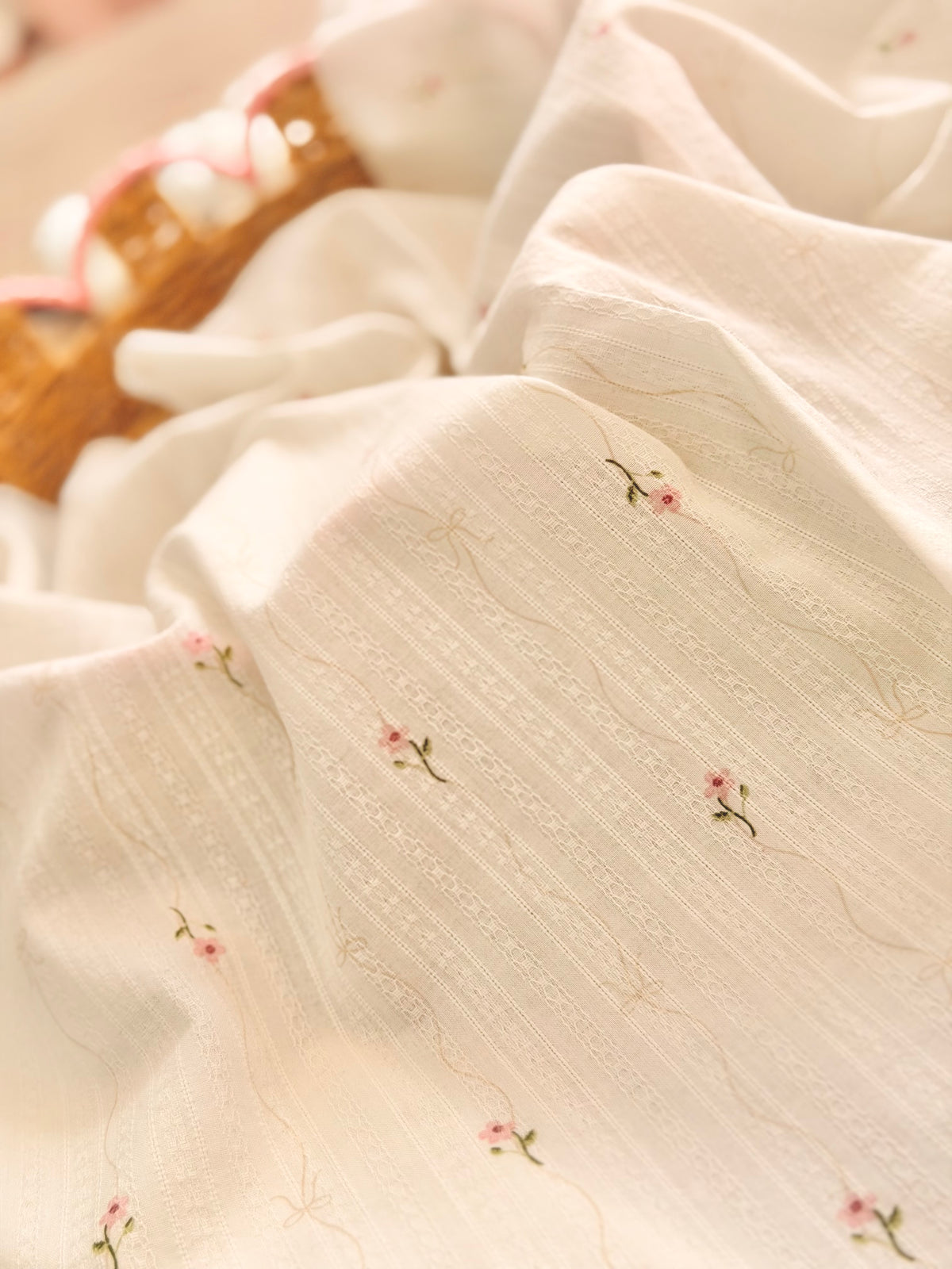 Embroidered Cotton Blush Garden