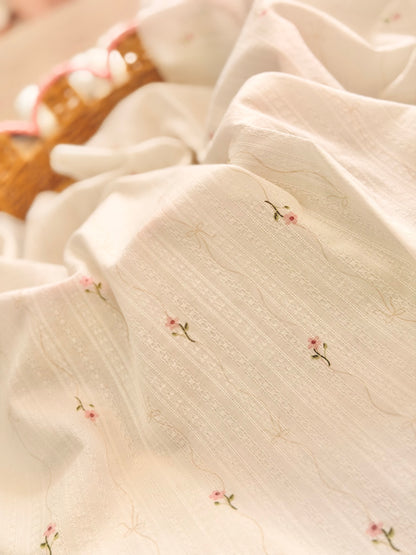 Embroidered Cotton Blush Garden