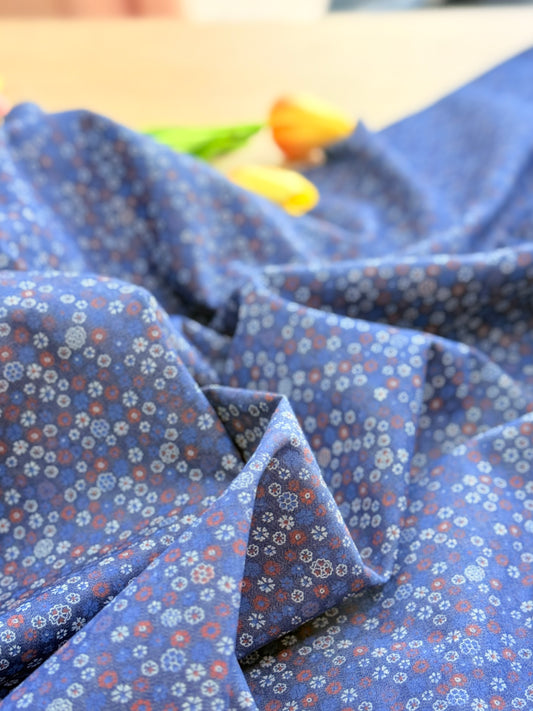 Printed Denim Blue Porcelain Bloom