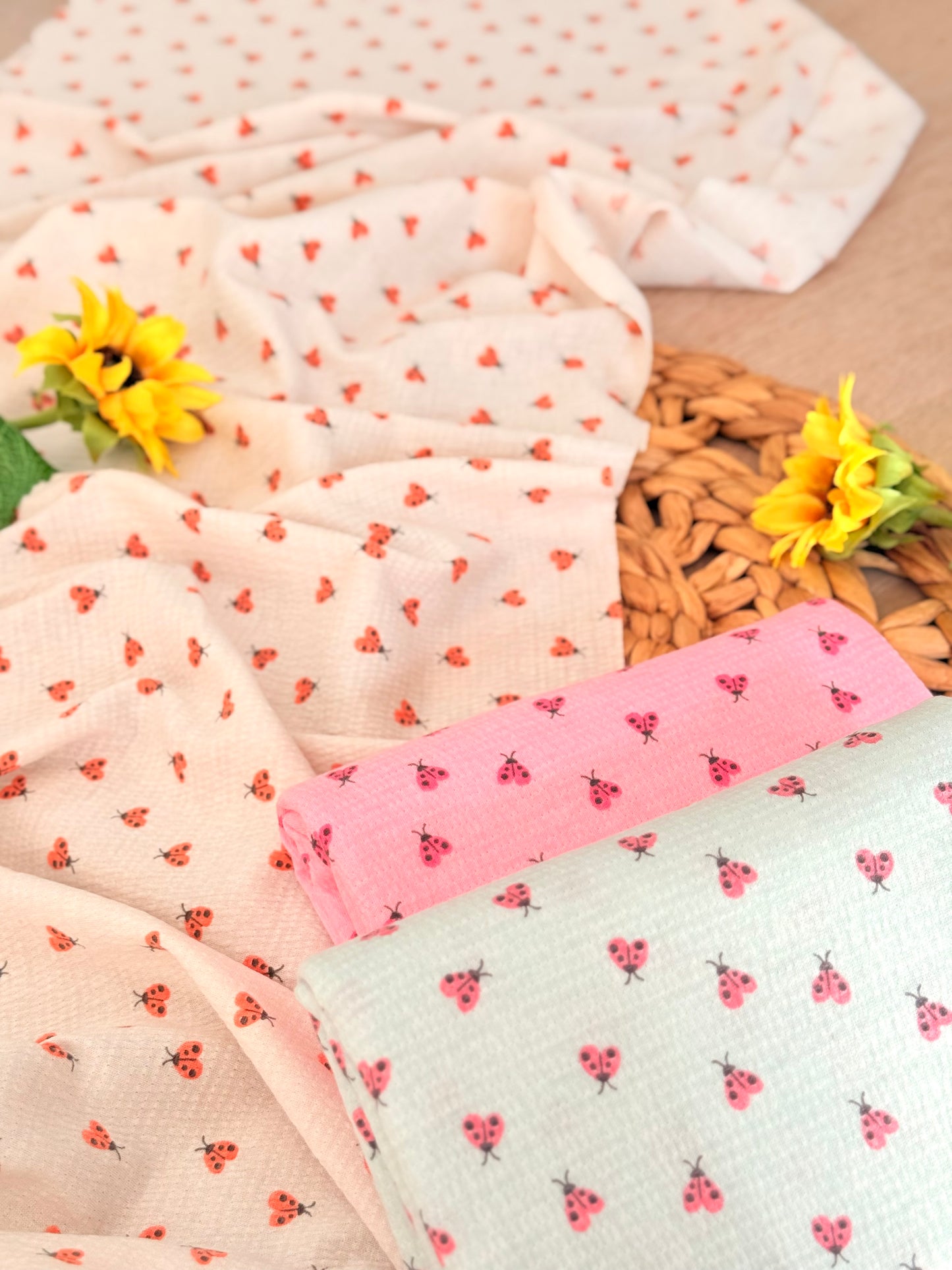 Knitted Seersucker Ladybug Garden