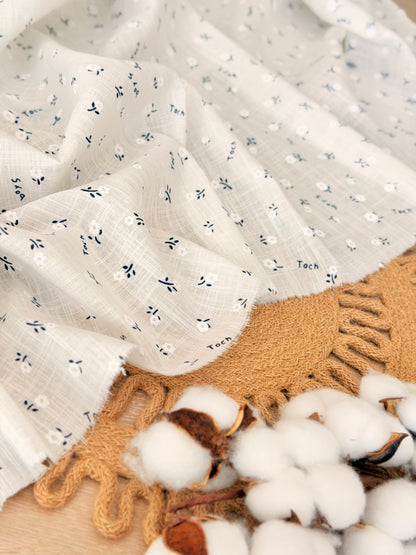 Puff Printed Cotton Tiny Blue Blooms