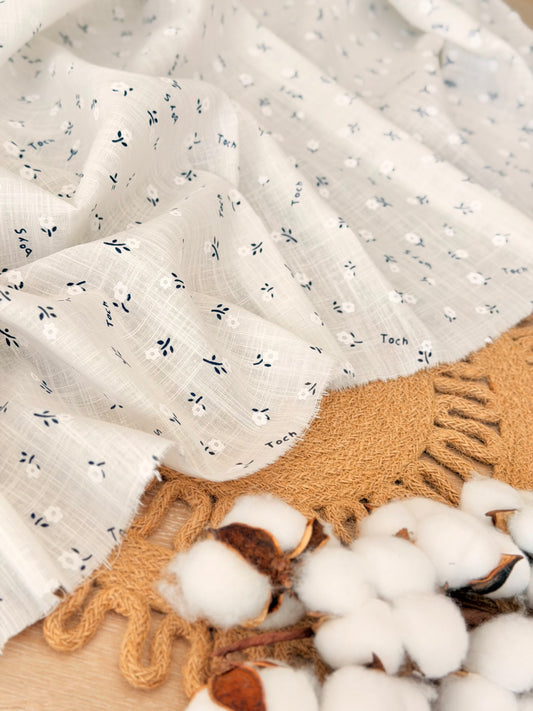 Puff Printed Cotton Tiny Blue Blooms