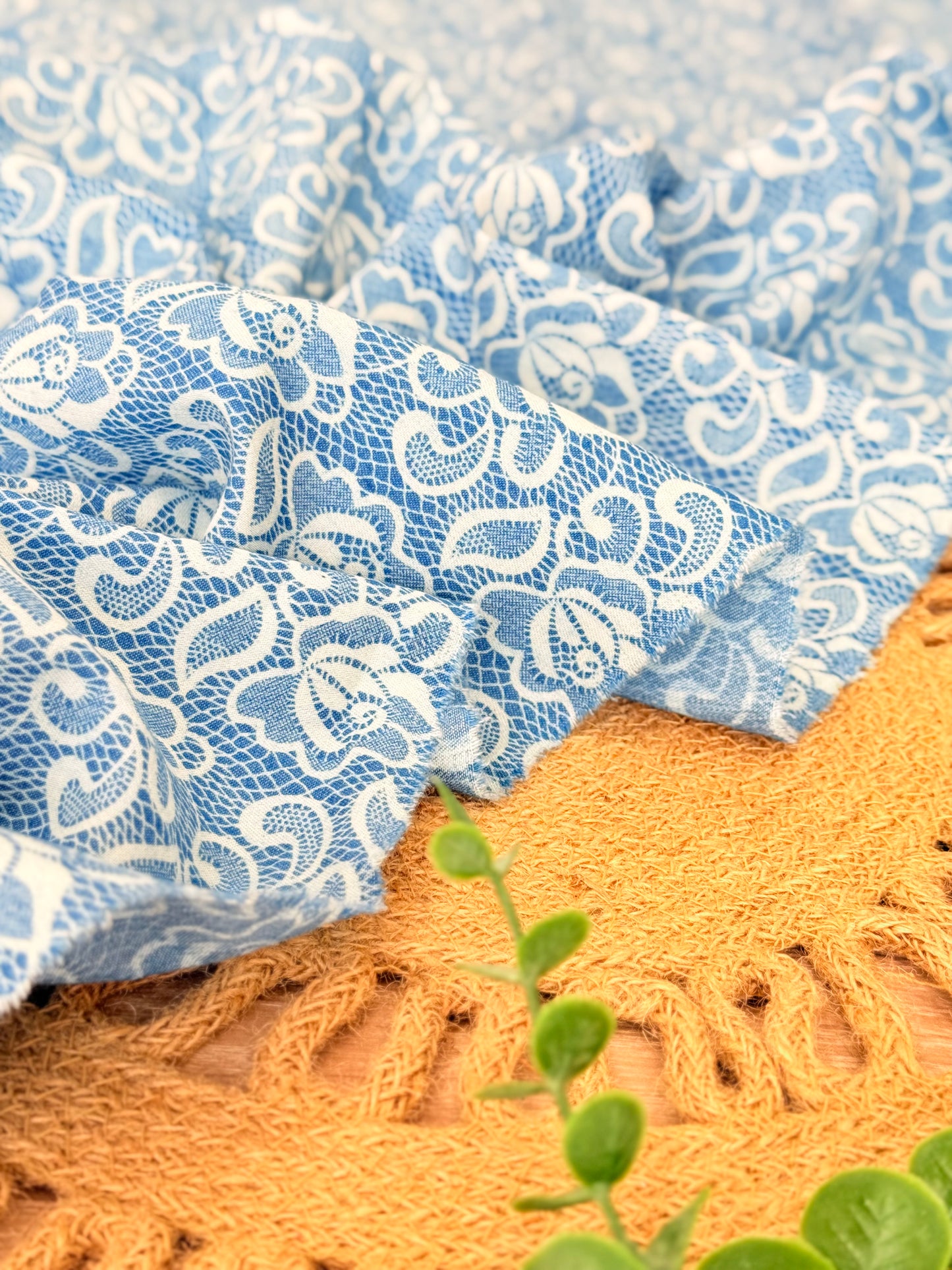 Printed Denim Blue Lace Garden