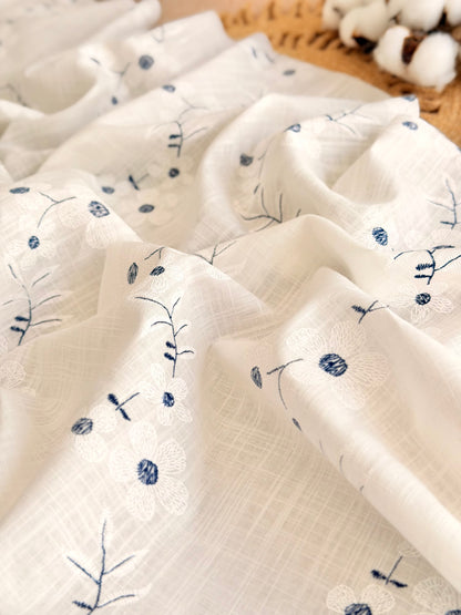 Puff Printed Cotton Blue Blossom