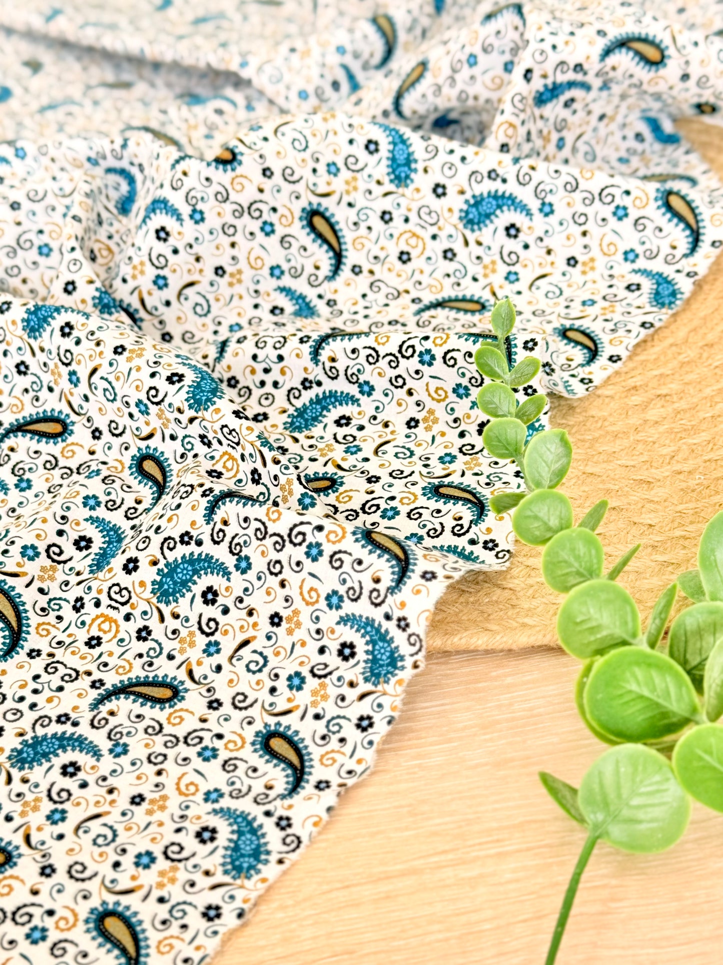 Printed Cotton Azure Paisley