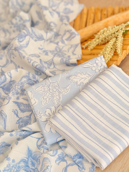 Printed Linen Slub Porcelain Garden