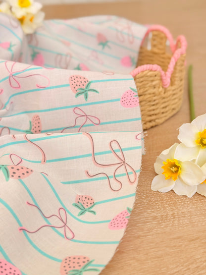 Printed Cotton Strawberry Ribbons