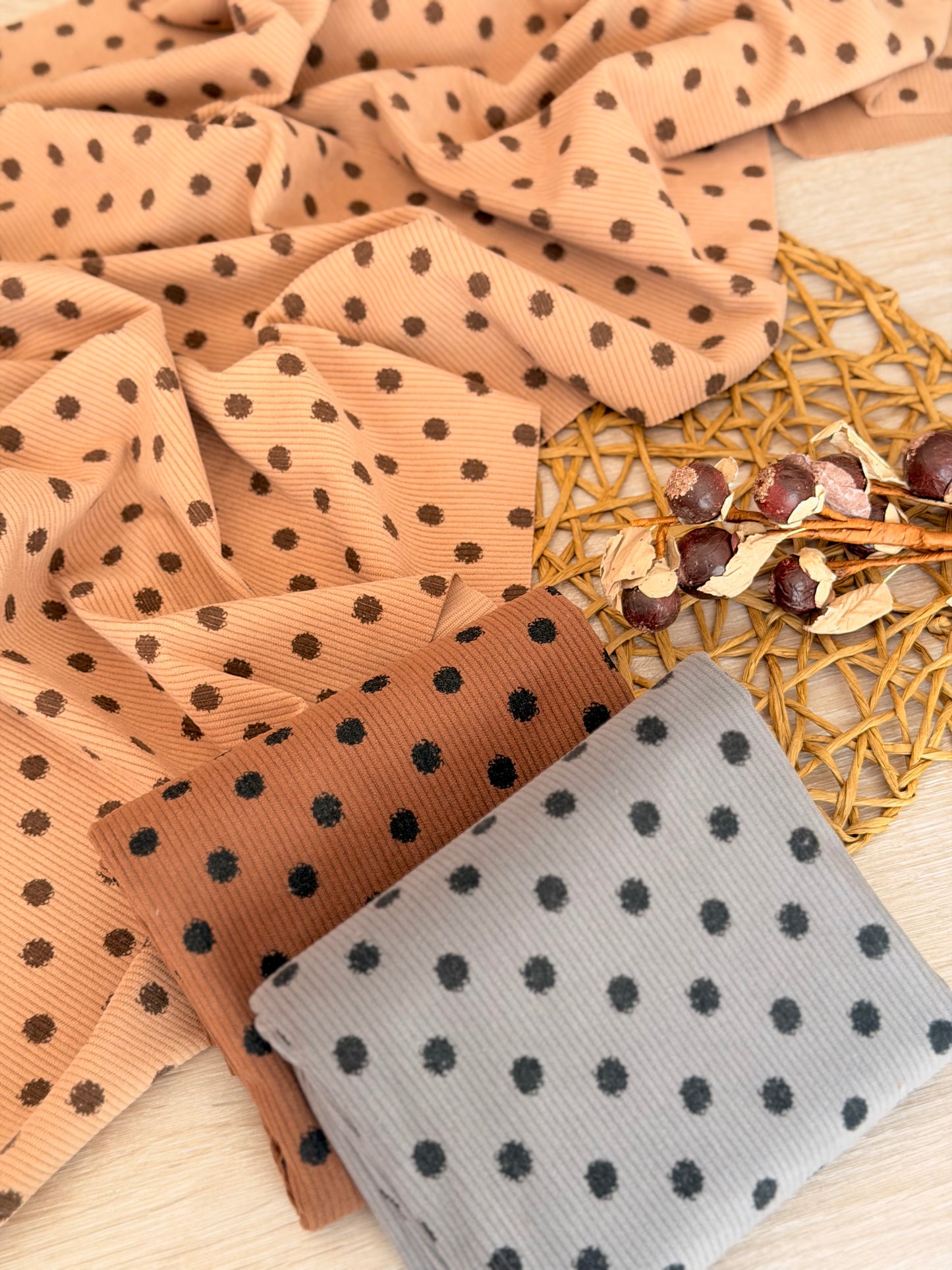 Printed Corduroy Mocha Dots