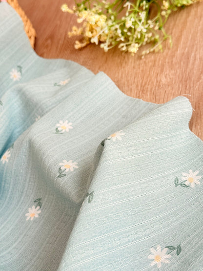 Embroidered Cotton Mint Daisy