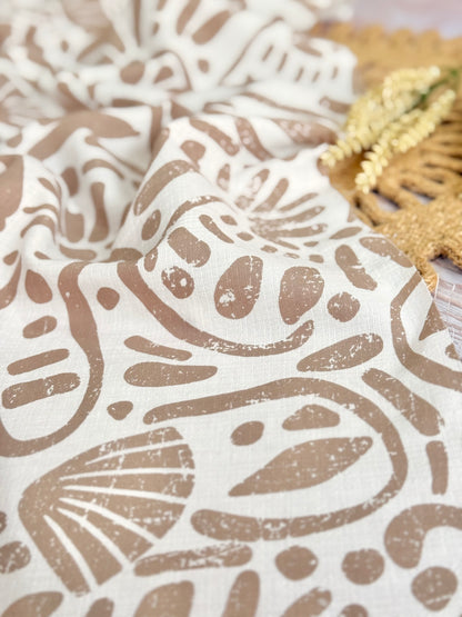 Printed Linen Slub Natural Shapes