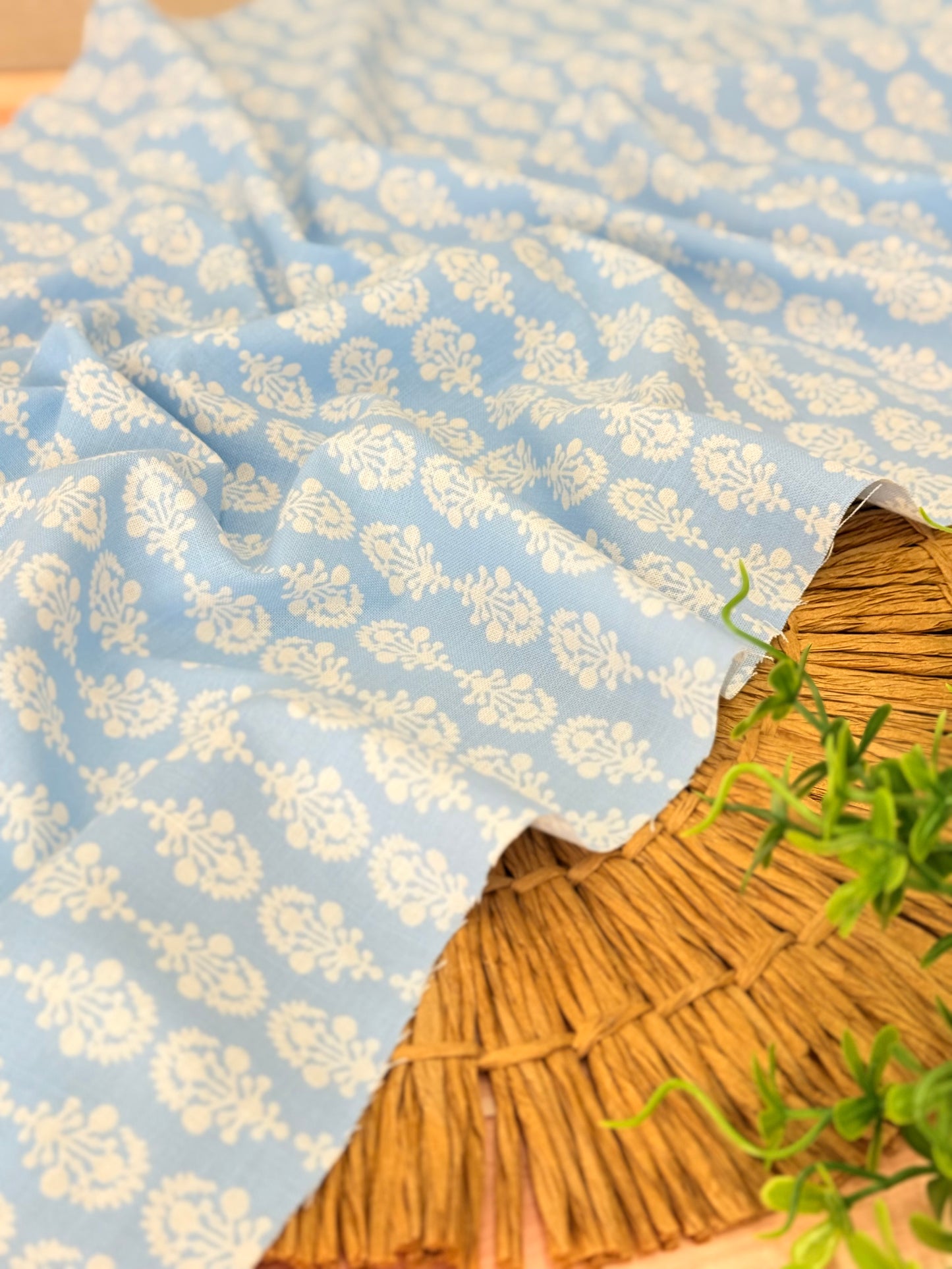 Printed Linen Indigo Garden