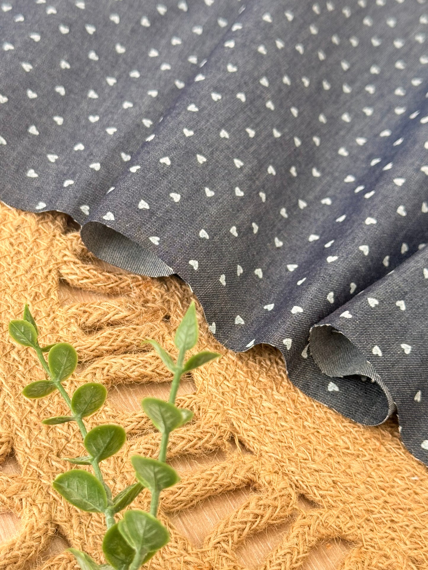 Printed Denim Midnight Hearts