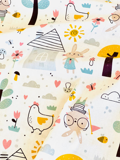 Cotton Twill Bunny Village