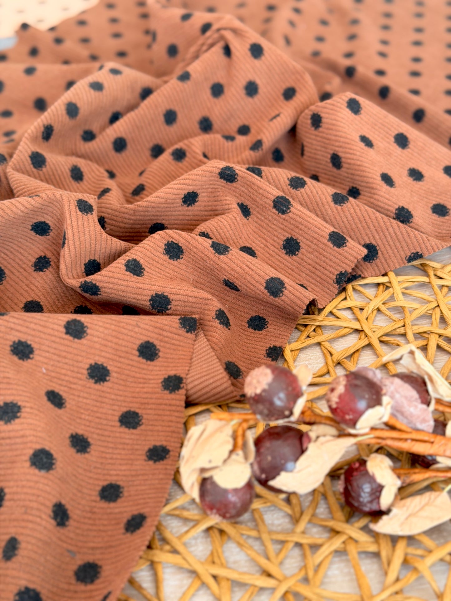 Printed Corduroy Mocha Dots
