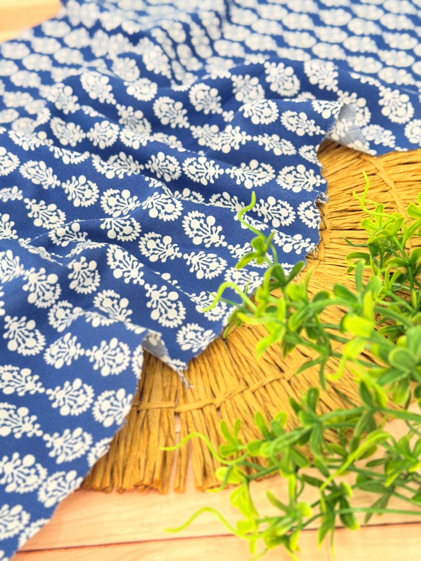 Printed Linen Indigo Garden