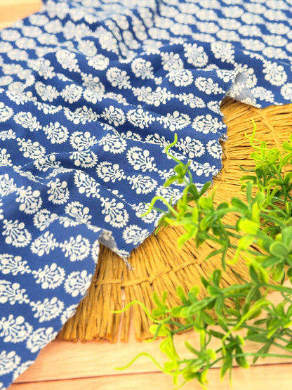 Printed Linen Indigo Garden