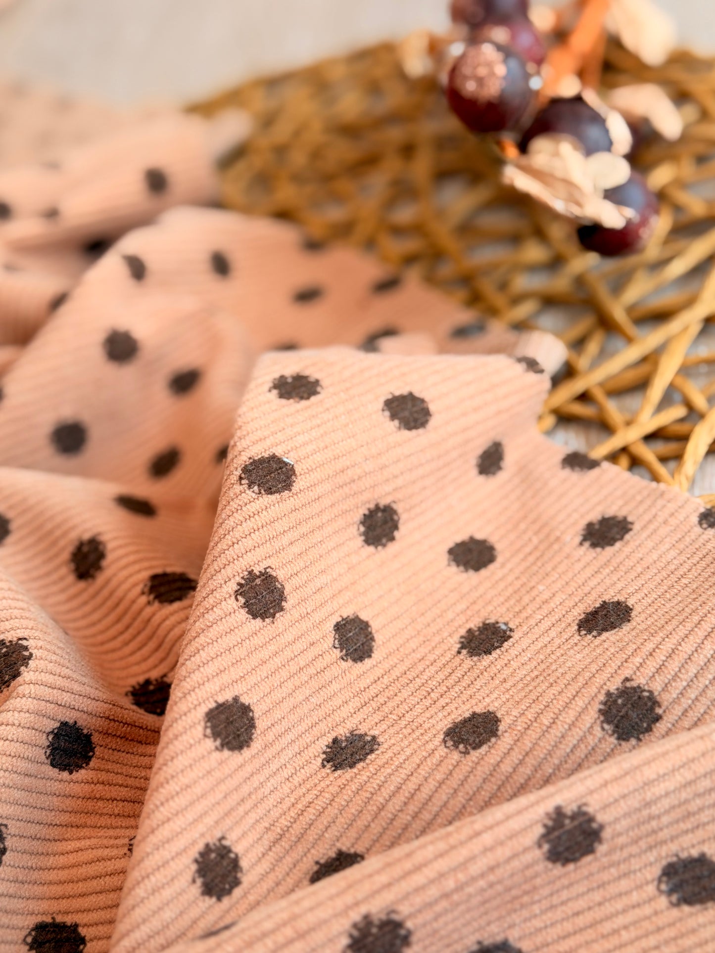 Printed Corduroy Mocha Dots