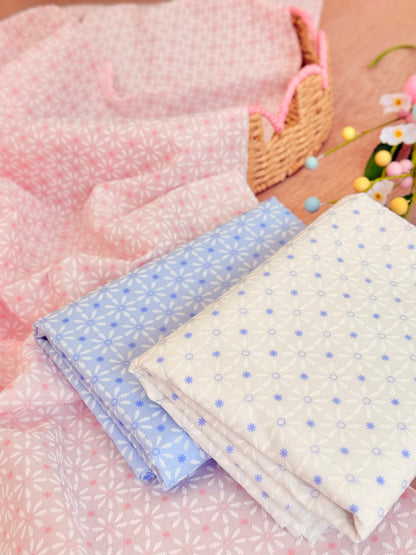Puff Printed Cotton Blossom Grid