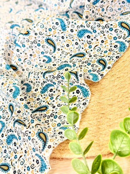 Printed Cotton Azure Paisley