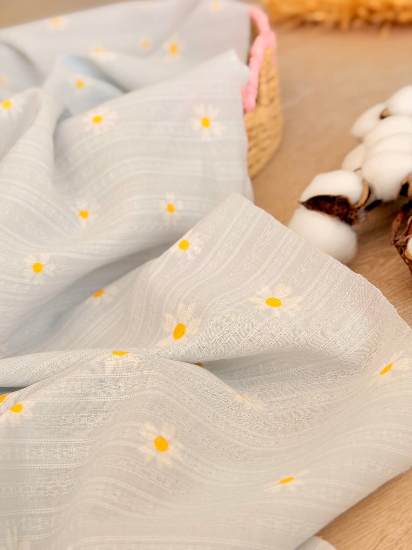 Embroidered Cotton Daisy Blush